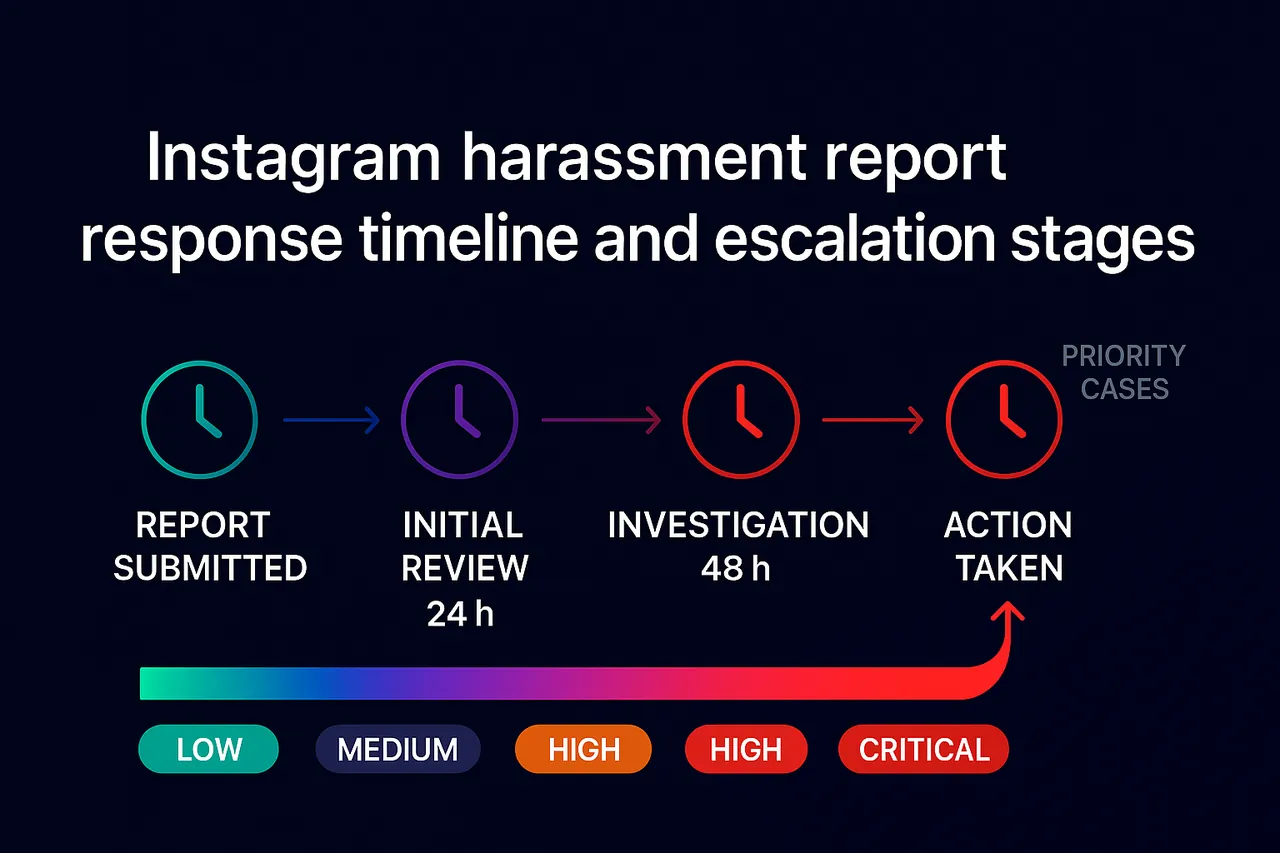 Typical Instagram response times for an evidence-led spam report Instagram bot case across categories in 2026.