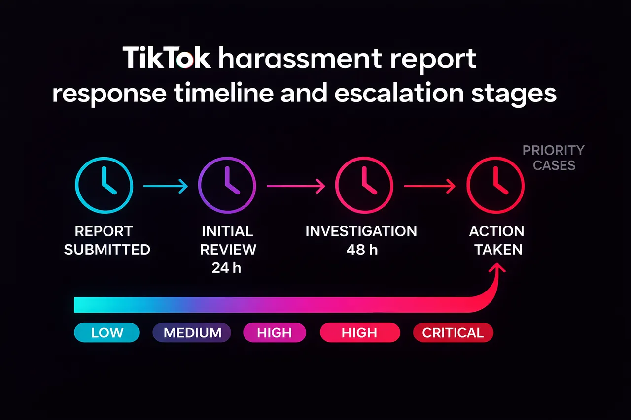 Diagram of how a tiktok mass report bot interacts with TikTok's moderation queue, from report submission to human review.
